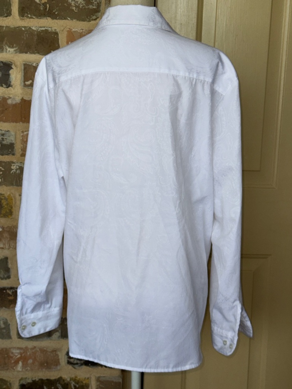 Allison Daley White Paisley Jacquard Button-Front Shirt Plus Sz 16W - Picture 2 of 8